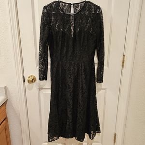 Asos black lace midi dress